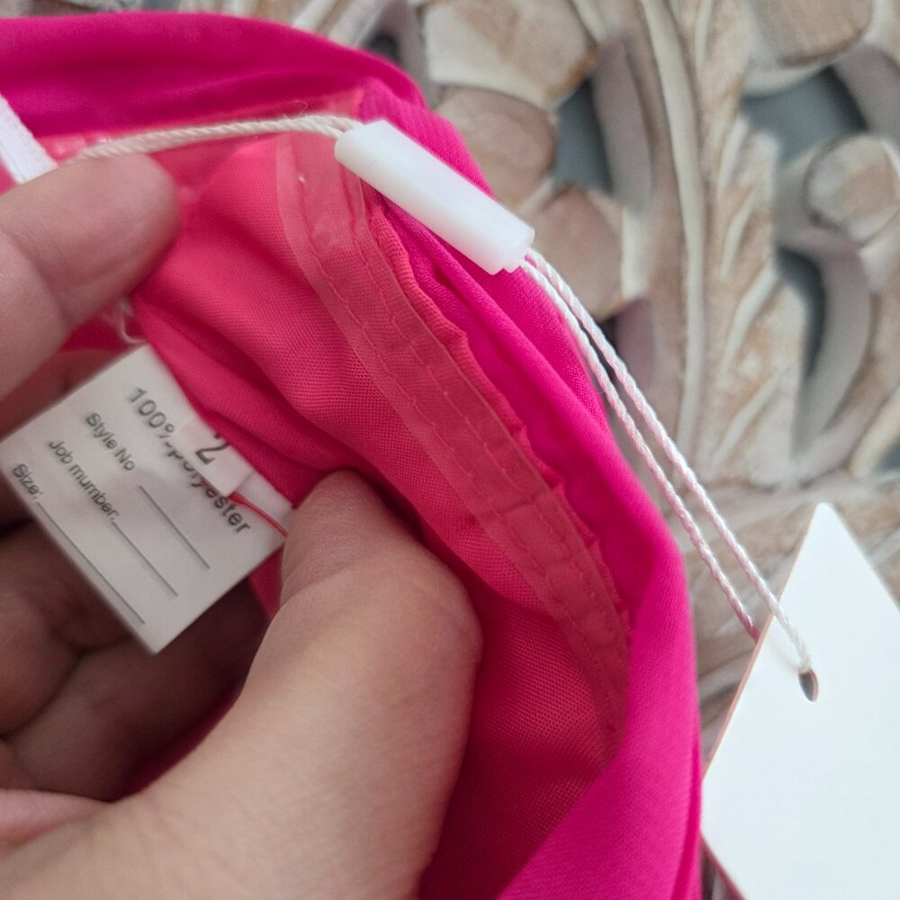 Pink Chiffon strapless Pleated A-line Tiered Maxi Prom Dress Size 2 - Picture 5 of 9